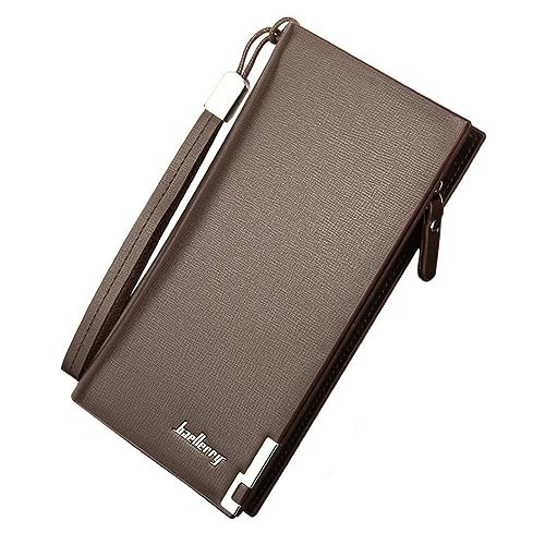 BAELLERRY - Carteira Grande Executiva Para Cartões Celular Com Zíper Unissex Longa Feminina Masculina (Marrom)