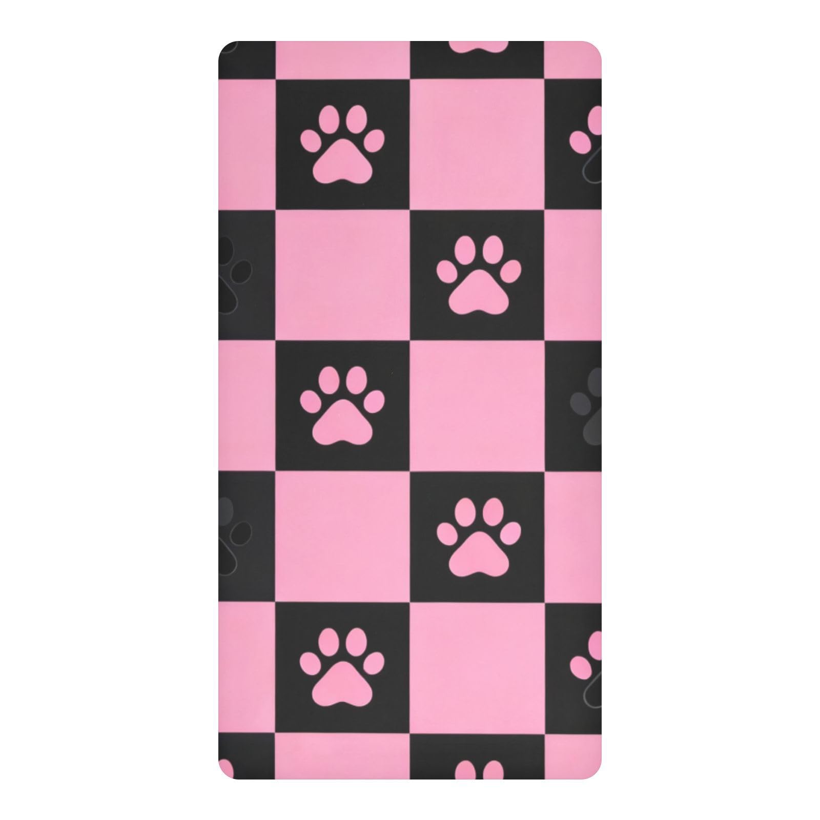 Drap-housse imperméable lit enfant rose noir motif pattes de chien et alèse