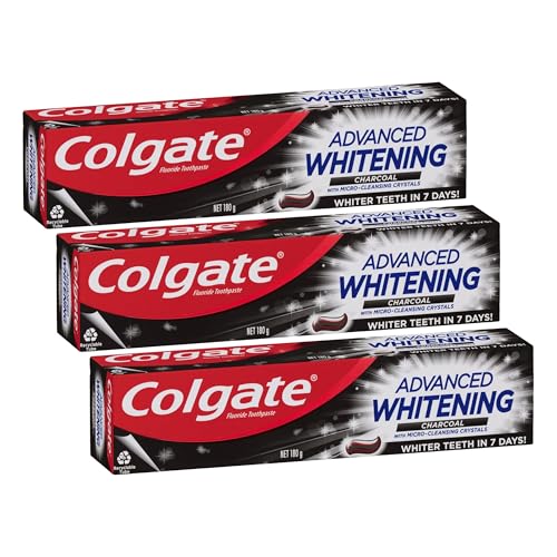 Colgate Advanced Whitening Charcoal Toothpaste, 180g, with Micro-Cleansing Crystals (Pack of 3)