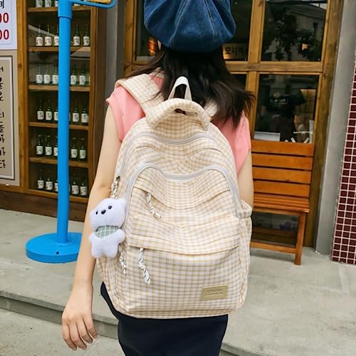 Kawaii Backpack Aesthetic Backpack Backpacks with Cute Pendant, Adorable Shoulder Bag (Yellow)4