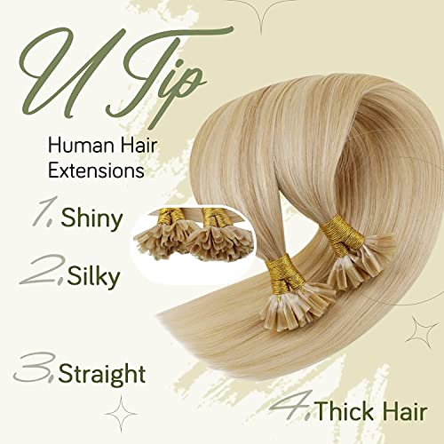 RUNATURE Blonde U Tip Hair Extensions Human Hair Higlight Blonde Nail U Tip Extensions Real Hair Keratin Human Hair Extensions Blonde 24 Inch 50 Gram - Image 2
