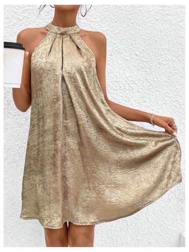 SOLY HUX Women's Halter Dress Sleeveless Tunic Flowy Short Summer Dresses3