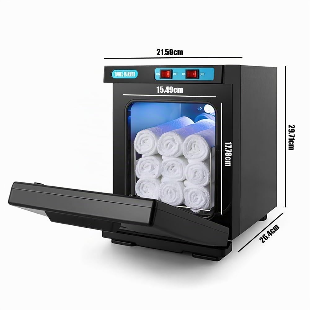 EagerMinds Calentador de toallas, 10/23L UV toalla desinfectante, toalla caliente esterilizador gabinete, toallas de calefacción de 360°, 176°F calentador profesional para belleza, salón, spa (blanco)