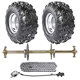 TDPRO 1' Go Kart Steel Live Axle with 18x9.5-8 Tubeless Wheels Tires Rim and Chain Sprocket Brake...