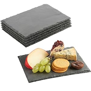 VonShef Leiplaten 6-delige set – serveerplaten kaasplanken tapas dienblad – borden van 100% natuurlijke leisteen – 22 x 16 cm – ideaal voor het serveren van tapas, gebak, kaas en nog veel meer!