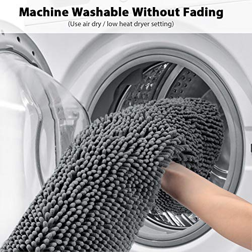 Secura 47″ x 28″ Bathroom Rugs – Ultra-Soft Absorbent Chenille Bath Mat, Machine Washable & Non-Slip Bath Mats for Bathroom, Shower, Tub & Home Decor (Gray)