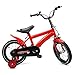Fetcoi Bicicletta per bambini da 14 pollici, con sedile regolabile e ruota di supporto di sicurezza, adatta per bambini dai 3 ai 6 anni (rosso)
