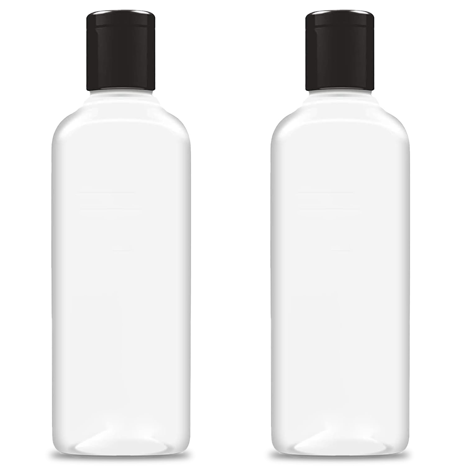 MADHYA 200ml Squeeze Bottle with Flip Top Cap, Empty BPA-Free Refillable Container For Shampoo, Lotions, Liquid Soap, Creams, Liquid Cosmetic Travel Size Transparent Bottle, Black Flip-Top, Set of 2-image-45
