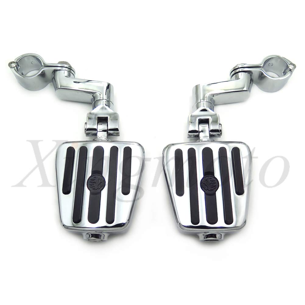 NBX- Chrome 25mm Anger Furious Skull Foot Peg Kit for Harley