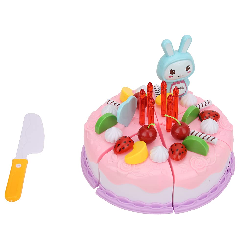 Generic DIY Birthday Cake Toy with Detachable Accessories for Children Pretend Play, for Boys Girls Above 3 Years Old, Plastic; Blue/Pink/Chocolate ([Pink] 37-piece set/express box 214g) — image 1
