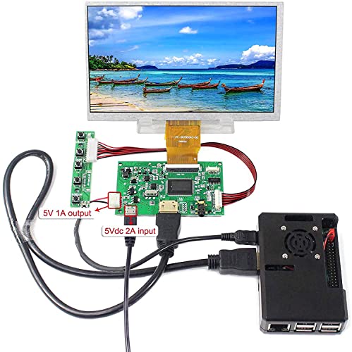 Image of VSDISPLAY 7 inch 1024x600 400nit 50 Pin IPS LCD Screen and Controller Board | with Micro USB Power Cable