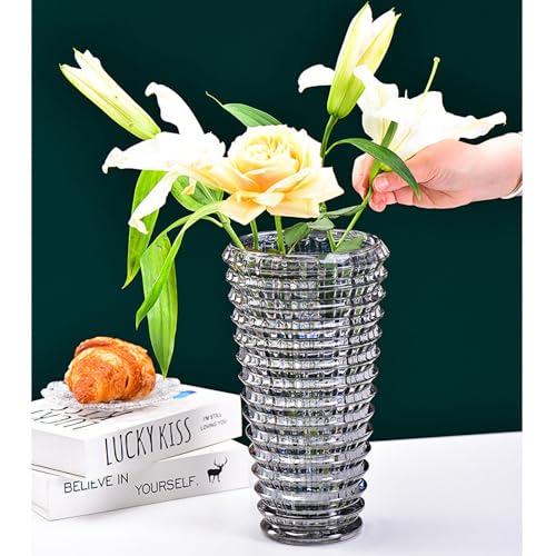 Vaso de vidro de 23 cm, vaso de flores de vidro transparente grosso, vaso decorativo grande, arranjo floral, decoração hidropónica para mesa de jantar em casa, presente para casamentos, festas de