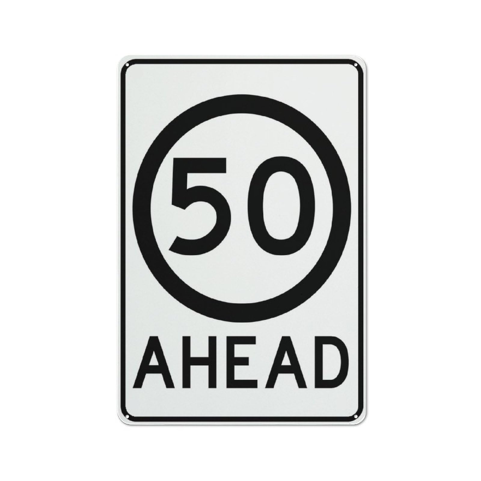 50Km Ahead Multi Message Traffic Sign 12X8 Inch Aluminum Uv Ink Printed For House And Business