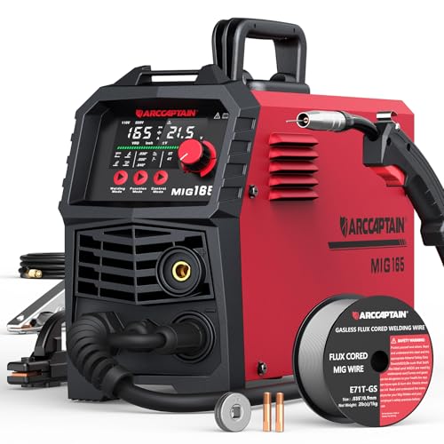 ARCCAPTAIN 165A MIG Welder 110V/220V, 2025 Newest [Large LED Display] 4 in 1 Gasless/Gas MIG/Lift...