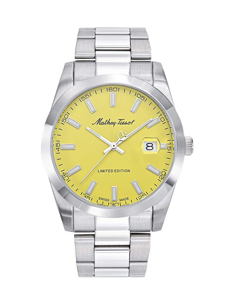 Mathey-Tissot Stainless Steel Swiss Made Yellow Dial Limited Edition Analog Watch for Men - H451J, Silver Band (B09YRKM8QM) Amazon Price History, Amazon Price Tracker