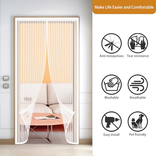 Moustiquaire magnétique 132 x 199 cm pour porte de salon et balcon