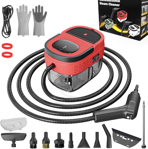 Image of Handheld Steam Cleaner, 2500W High Pressure Steamer for Cleaning, Portable Steam Cleaner with 1.6L Water Tank, 3 Levels Adjustable Handle, Steam Cleaner for Home, Car, Furniture, Bed Bugs (Red)