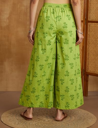 Image of Amazon Brand - Myx Women Relaxed Cotton Flared Palazzo (Available in Plus Sizes)