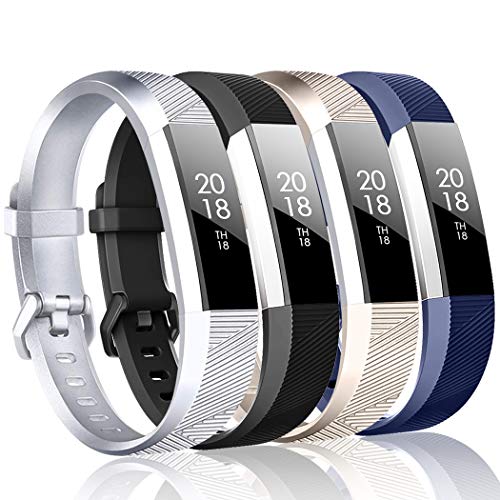 ZEROFIRE Bands Compatible with Fitbit Alta HR and Fitbit Alta (4 Pack), Replacement Sport Wristbands with Secure Metal Buckle for Fitbit Alta/Fitbit Alta HR/Fitbit Ace, Small Large