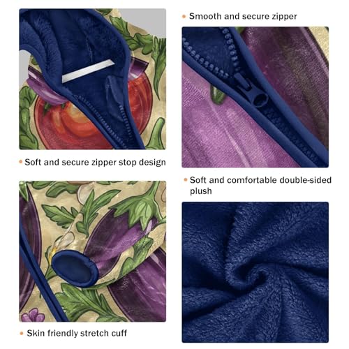 Vegetable Garden Floral Pattern Toddler Fleece Jacket Girl Boys Hooded Fleece Jacket Coat Warm Outwear Zip-up 3-10T3