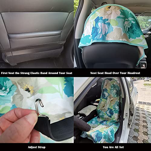 Image of Car Seat Cover Protector Front Seats,for Gym Workout,Running,Swimming,Beach and Hiking,Waterproof Sweat Towel Bucket Seat Covers for Cars SUV Trucks (Chrysanthemum, 1Pcs)