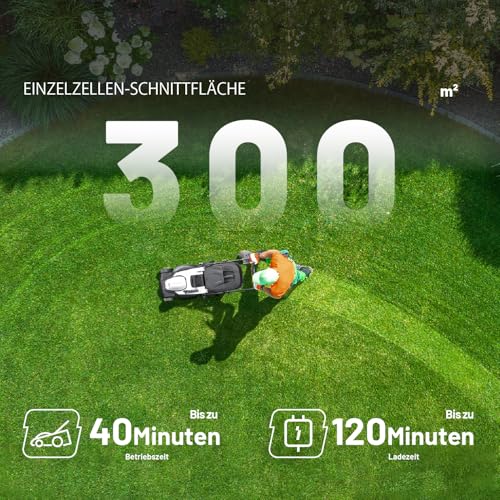 Litheli Akku Rasenmäher, 2 x 20V, 38cm Schnittbreite, Brushless, bis 300 m², 40L Fangkorb, 25-75 mm Schnitthöhe, Rasenmäher Akku inkl. 2 x 4,0 Ah Akkus 2