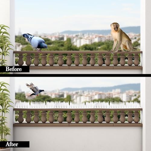 Image of Bird Spikes |White| Pack of 50 Bird Spikes | 11.5 Inch Length Repellent Spike, Pigeon Problem Solutions, UV Stabilized Spikes for Outdoor AC Unit & Balcony Railing, Pigeon Control
