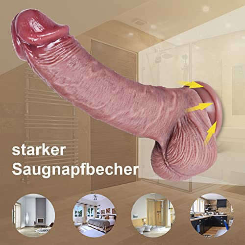 Sexspielzeug für Frauen 21.5CM dildo mit saugnapf 100% realistischer didloschwanz, Körper-sicheres Material silikon dildo Weiche lebensee fettdicke G Punktstimulator mit gebogener Welle und Kugeln – Bild 6