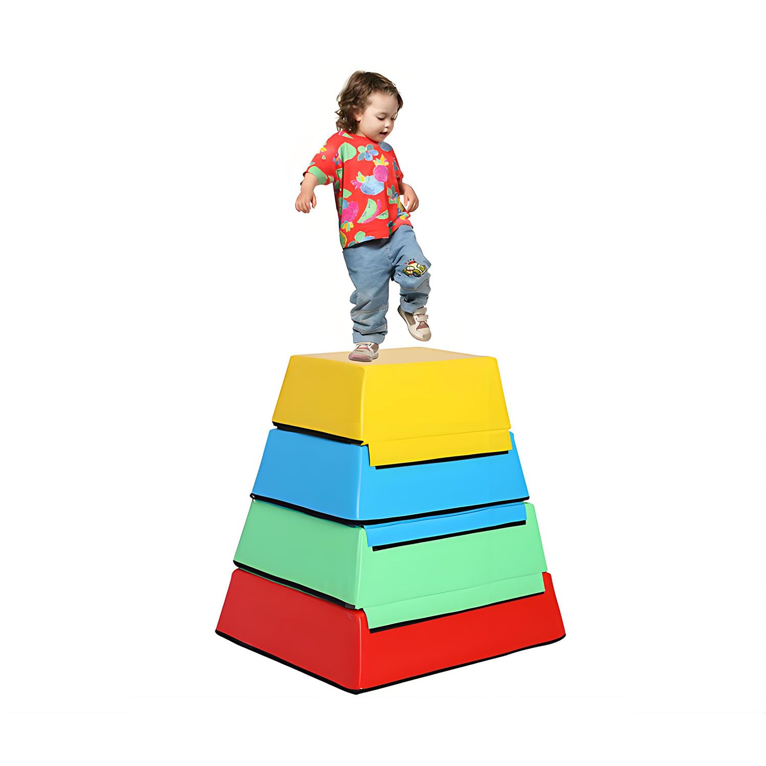 4 in 1 Kids Jumping Boxes，Stackable Soft Foam Plyo Boxes Set，Plyo Box Suitable for Home School Gym Outdoor Activities Exercise(Size:4 IN 1)