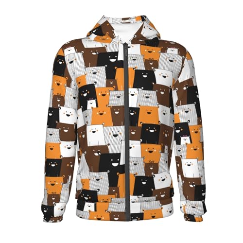 Bears in Playful Cartoon Style Kid Hoodies Boys Zip Up Sweatshirts Girls Pullover with Pocket2