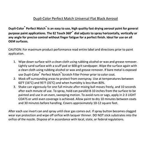 Image of Dupli-Color EBUN01047 Perfect Match Automotive Spray Paint - Universal Flat Black - 8 oz. Aerosol Can