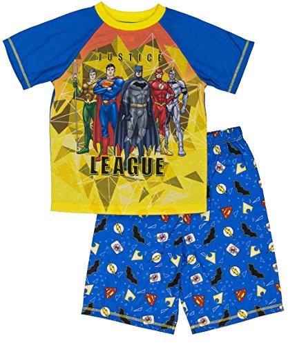 DC Comics Boys' Big Join The Justice League 2-Piece Pajama Short Set, BLUYLW, 6/7