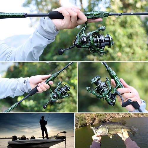 Sougayilang Berdea L Caña de Pescar 2 Piezas Fibra de Carbono IM6 Fuerte para Casting y Spinning para Bass, Trucha, Walleye, Bagre miniatura 7