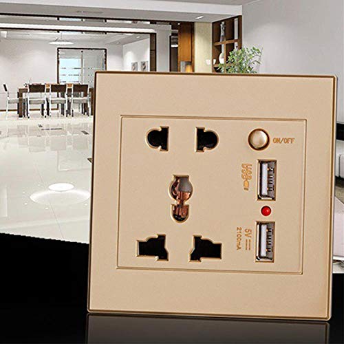 GID Home Fittings Receptacle Charger Power Adapter Port Outlet Panel Anti Impact Easy Install Dual USB,Gold