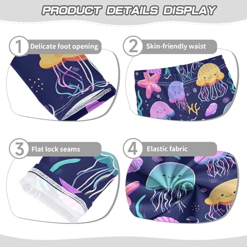 Cartoon Jellyfish Starfish Shell Girls Leggings Soft Stretch Workout Yoga Dance Pants for Kids Casual Tights3