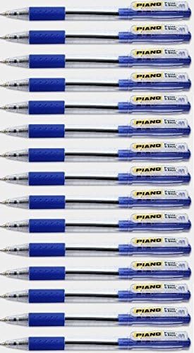 15 X PIANO Point Grip Retractable Ballpoint Pen 0.8 mm Needle TIP Blue Ink
