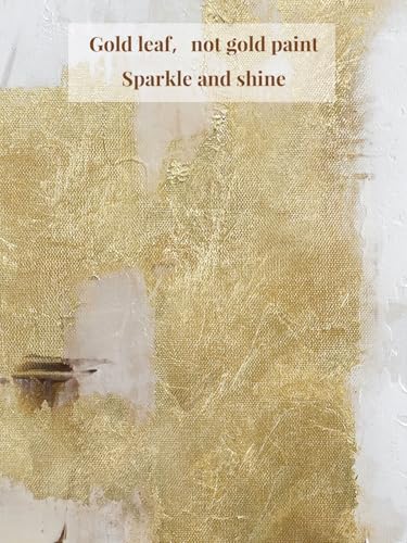 Image of 2 Piece Gold and Neutral Abstract Wall Art - Modern Textured Canvas Prints with Hand-Applied Brush Strokes, Framed Artwork for Living Room, Bedroom, or Office, 20 x 28 Inches
