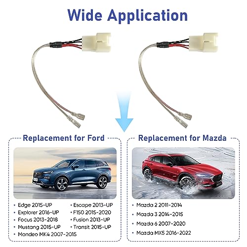 Image of Car Door Speaker Wiring Harness Replacement for 2011-2021 Ford F150 Escape Focus Mustang Mazda 2 3 6 CX5 Lincon Speaker Wire Adapter Connector Plug, 4PCS