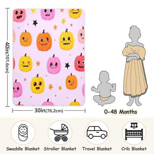 Burbuja Halloween Jack O Lantern Pumpkins Baby Blanket for Boys Girls, Nursery Soft Warm Swaddling Receiving Baby Blankets, 30x40 in Toddler Blanket3