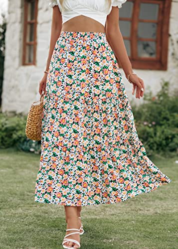 Image of KIRUNDO Maxi Skirts for Women Summer Boho Floral Long Skirt | High Waist Tiered Flowy Skirt, 2026 Spring Fall Fashion, Casual Teacher Outfits, Beach Vacation Clothes, Cruise Resort Wear