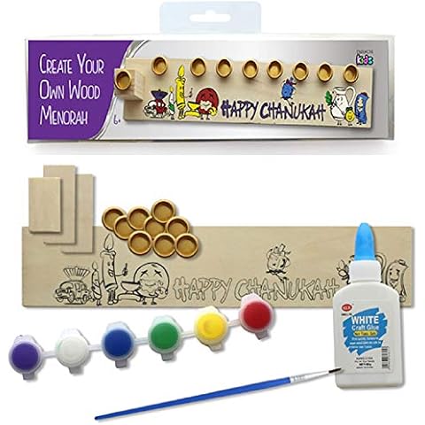 Make Your Own Hanukkah Menorah. Children's Wooden DIY Chanukah Gift for Kids. Cover