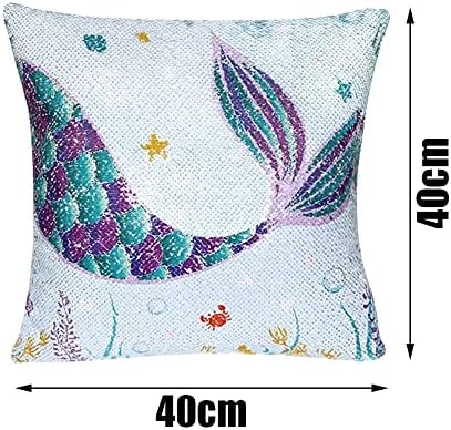 Sequins Mermaid Pillow Cases Square Pillow Cases Zipper Throw Pillow Covers for Sofa Bed Chair Car (Pillow Not Included), 20.5*19.5*2.3