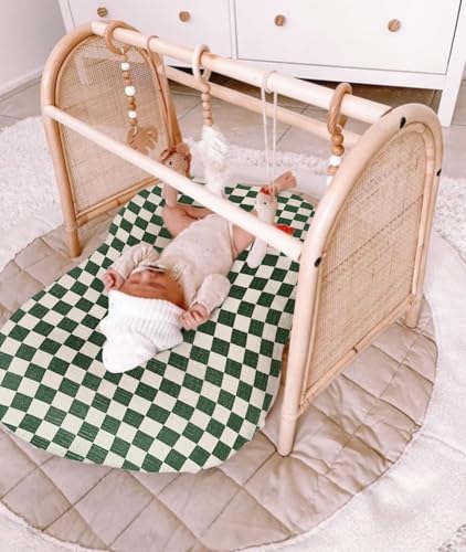 Image of guruixu Muslin Baby Lounger Cover 2 Pack, 100% Cotton Infant Lounger Cover, Soft & Breathable Replacement Slipcover, Compatible with Snuggle Me Newborn Lounger (Olive Check,Olive Green)