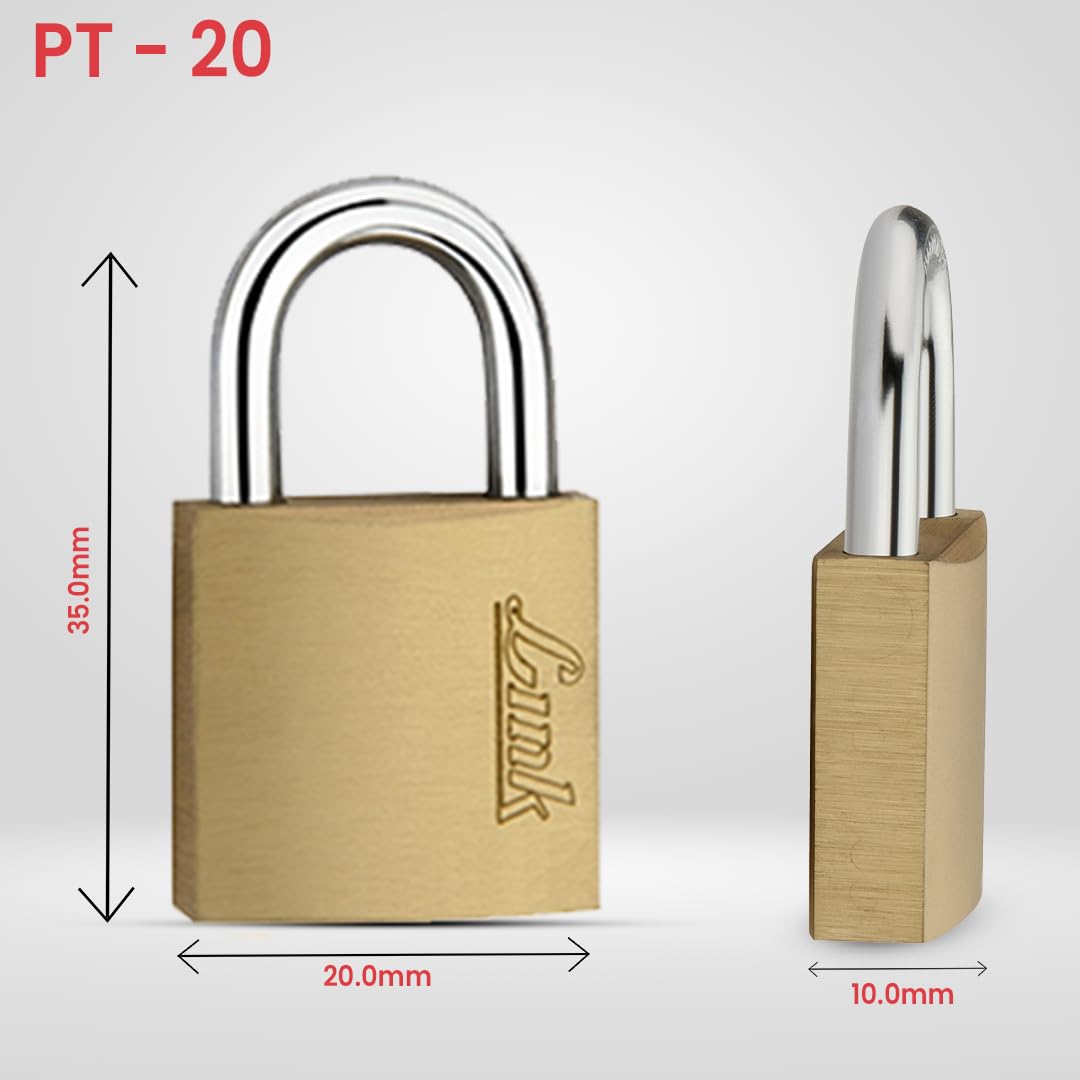 Link® PT 20mm Brass Padlock with Brass Keys | Mini Security Lock for Luggage, Bags, Backpack & Travel | Durable & Rust-Resistant | 1 Lock + 3 Keys | Made in India | 15 Years Warranty — Amazon image 4