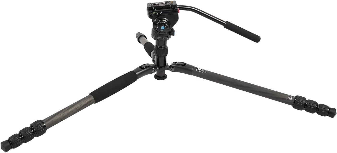 Free Shipping Over $50 SIRUI T04S Series Carbon Fiber Tripod with VA-5 Compact Fluid Video Head (T-024SK+VA-5)