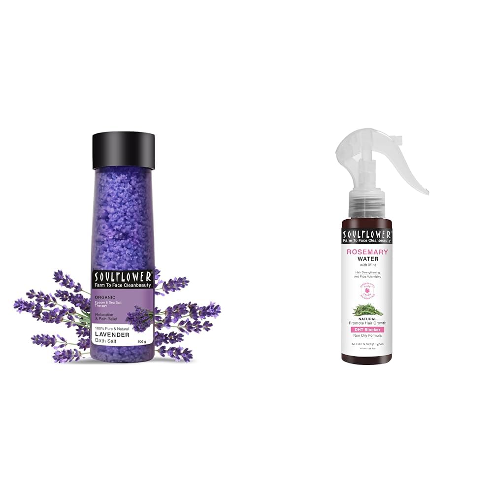 Soulflower Lavender Bath Salt for Body & Foot Spa Rosemary Water spray with mint-picture-17