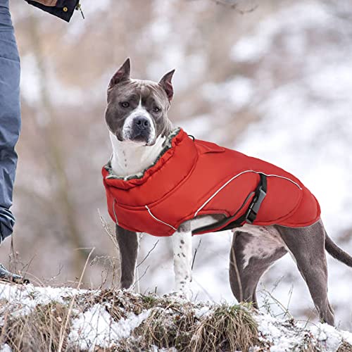 Hundemantel XXL, Hundepullover für große Hunde mit Bauchschutz, Winteranzug für Hunde, Fashion & Sports (Rot, 2XL)