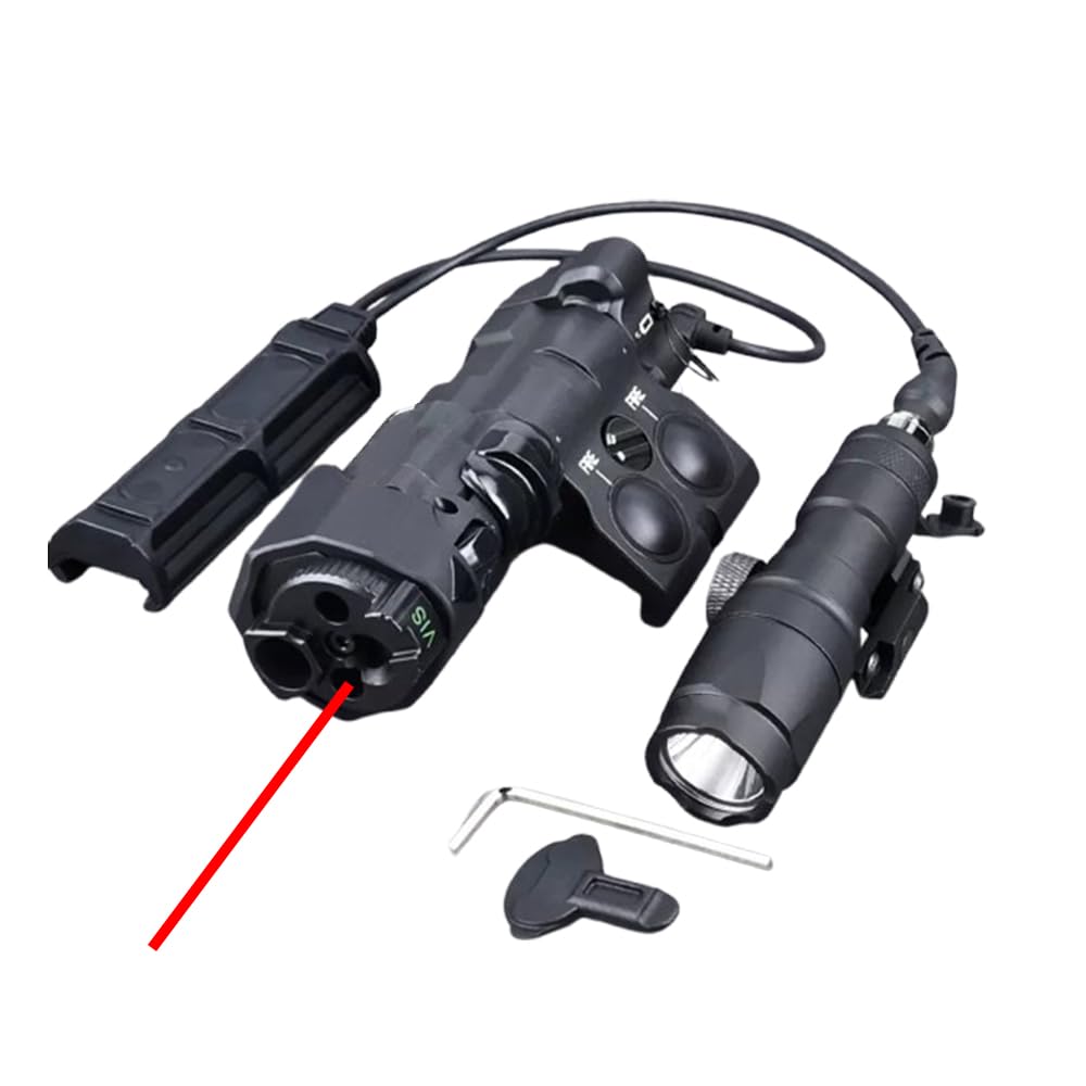 Nylon ML C1+ Box Laser Sight Indicator(with IR+Red/Green/Blue Laser+IR Fill Light+220lm LED Light),& M300A Strong Flashlight & Modular Dual Remote Pressure Switch(SF+2.5 Plug) Combo,Black