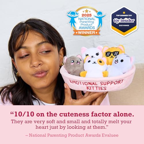 Image of WHAT DO YOU MEME? Emotional Support Kitties by Relatable, Cuddly Stuffed Animals and Toys, Squishy Toys and Plushies, Great Ideas for Loved Ones of All Ages, Includes 5 Plushies with Carrying Basket