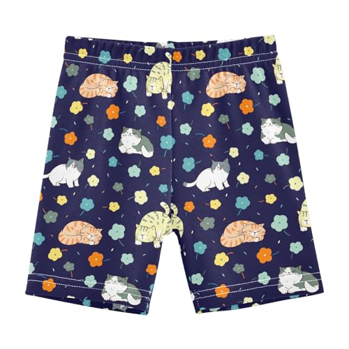 JHKKU Girls Cute Cats Shorts Cotton Cartwheel Bike Kids Biker Under Dress Dance Short Girl Clothes 6T